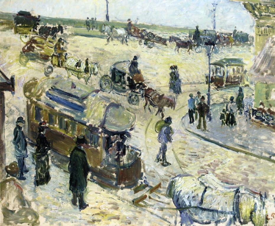 place de la republique rouen with tramway 1883 Camille Pissarro Oil Paintings
